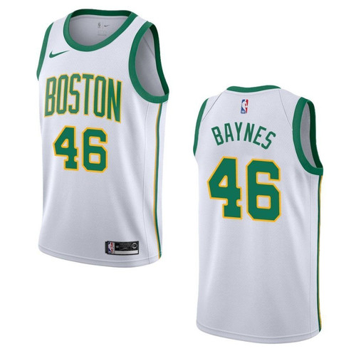Men's 2019-20  Boston Celtics #46 Aron Baynes City Swingman- White Jersey