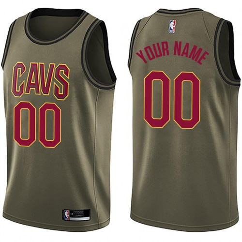 Youth Custom Cleveland Cavaliers Swingman Green Salute to Service Jersey