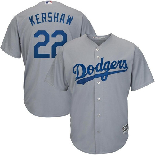 Men's Clayton Kershaw Los Angeles Dodgers Majestic Road icial Cool Base Player Replica- Gray Jersey