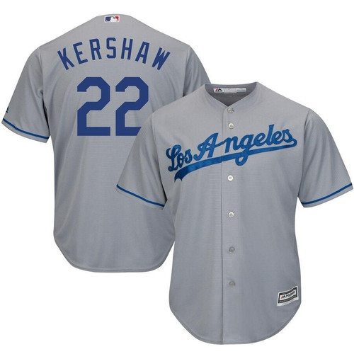 Men's Clayton Kershaw Los Angeles Dodgers Majestic Cool Base Player- Gray Jersey