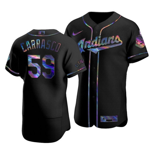 Men's  Cleveland Guardians Carlos Carrasco #59 Iridescent Logo Holographic Limited  Jersey Black , MLB Jersey