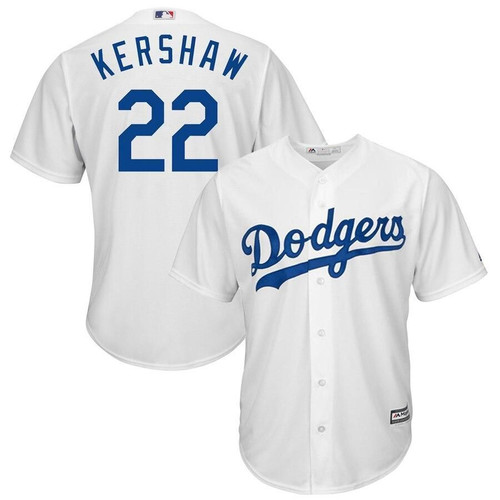 Men's Clayton Kershaw Los Angeles Dodgers Majestic Cool Base Player- White Jersey