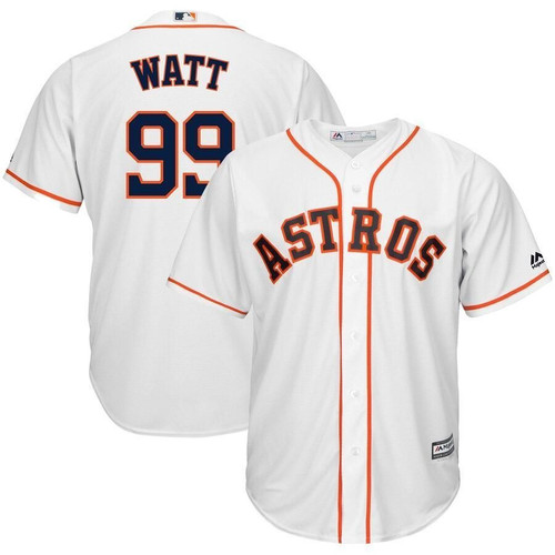 Men's J.J. Watt Houston Astros Majestic NFL x MLB Crossover Cool Base Player Jersey - White , MLB Jersey
