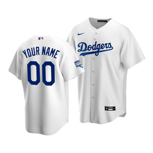 Men's  Los Angeles Dodgers Custom #00 2020 World Series Champions White Replica Home Jersey