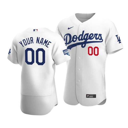Men's  Los Angeles Dodgers Custom #00 2020 World Series Champions Home Jersey White