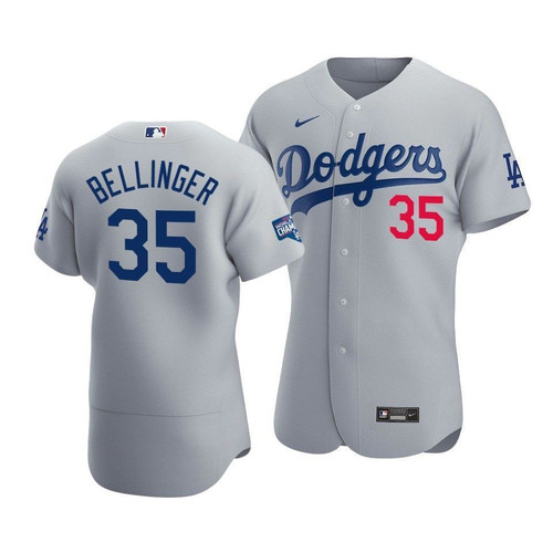Men's  Los Angeles Dodgers Cody Bellinger #35 2020 World Series Champions  Alternate Jersey Gray , MLB Jersey