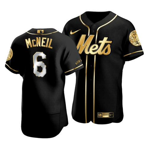 Men's  New York Mets Jeff McNeil #6 Golden Edition Black  Jersey , MLB Jersey