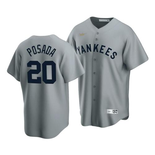 Men's  New York Yankees Jorge Posada #20 Cooperstown Collection Gray Road Jersey , MLB Jersey