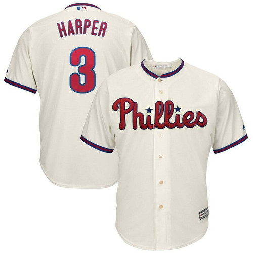 Men's Bryce Harper Philadelphia Phillies Majestic Alternate icial Cool Base Player- Cream Jersey