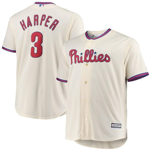 Men's Bryce Harper Philadelphia Phillies Majestic Big And Tall Alternate Cool Base Player- Cream Jersey