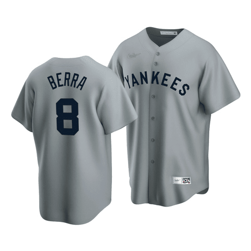 Men's  New York Yankees Yogi Berra #8 Cooperstown Collection Gray Road Jersey , MLB Jersey