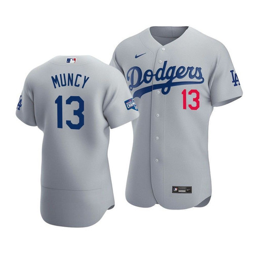 Men's Los Angeles Dodgers Max Muncy #13 2020 World Series Champions  Alternate Jersey Gray , MLB Jersey