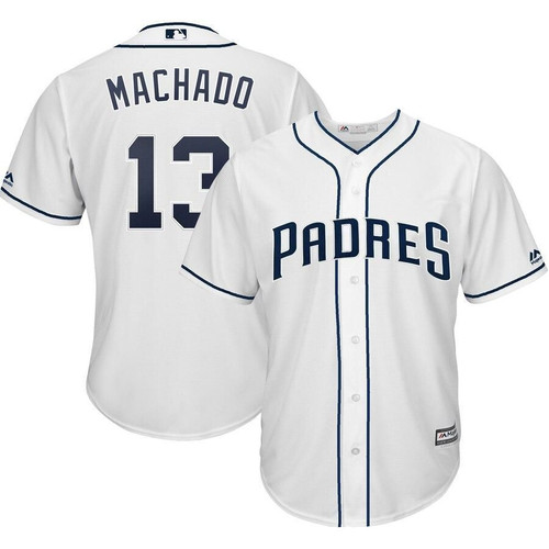 Men's Manny Machado San Diego Padres Majestic Official Cool Base Player Jersey - White , MLB Jersey