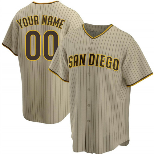 Men's  San Diego Padres Custom Brown Sand/ Alternate Jersey - Replica