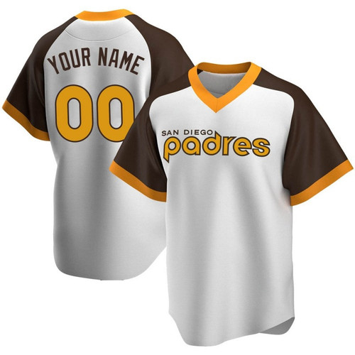 Men's  San Diego Padres Custom White Home Cooperstown Collection Jersey - Replica