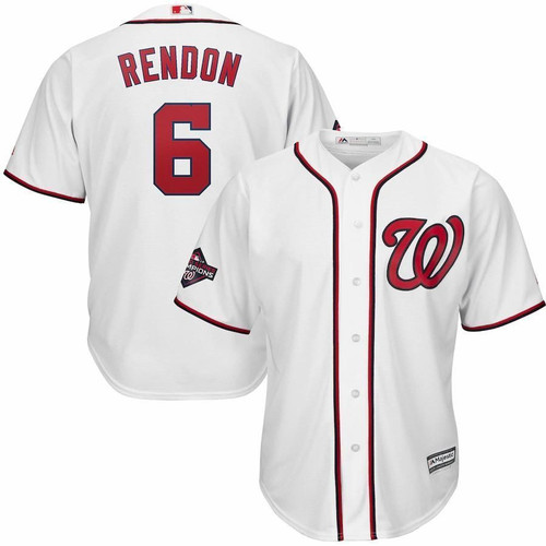 Men's Anthony Rendon Washington Nationals Majestic 2019 World Series Champions Home Cool Base Patch Player- White Jersey