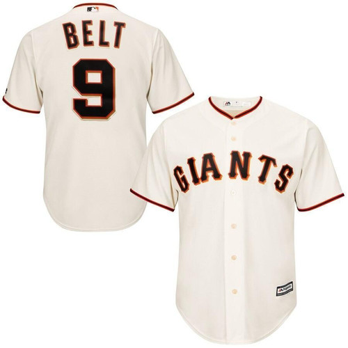 Men's Brandon Belt San Francisco Giants Majestic Cool Base Player- Tan Jersey