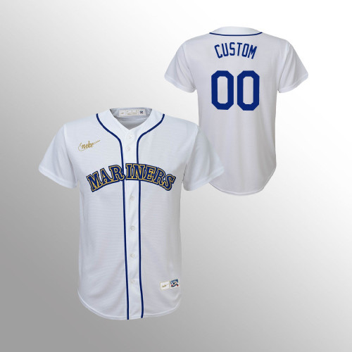 Youth Seattle Mariners Custom White Cooperstown Collection Home Jersey