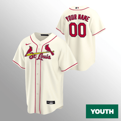 Youth's St. Louis Cardinals Custom #00 Cream Replica Alternate Jersey