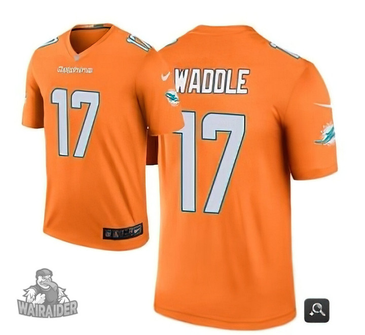 Men Miami Dolphins #17 Jaylen Waddle Orange 2021 Vapor Untouchable Limited Stitched NFL Jersey