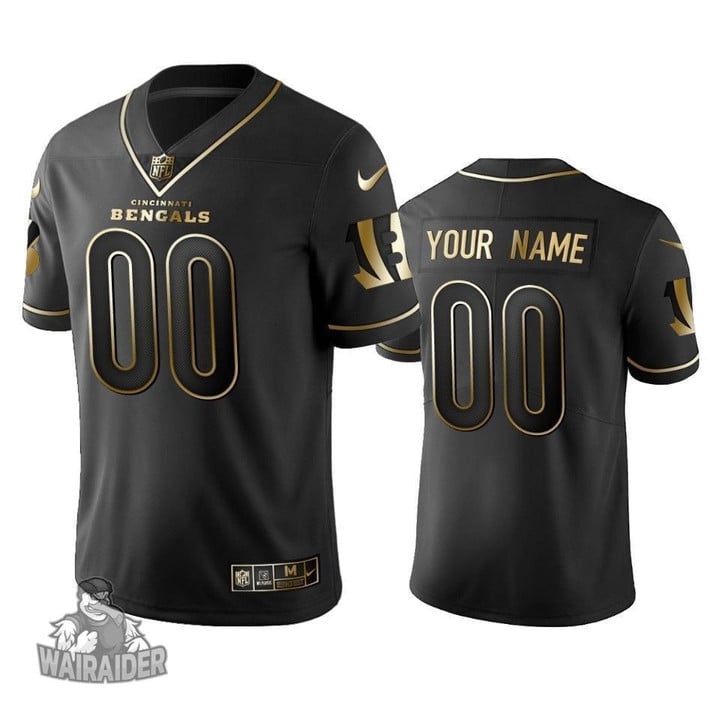 Cincinnati Bengals Men's Black Golden Edition Vapor Untouchable Limited Custom Jersey, NFL Jersey - Tap1in