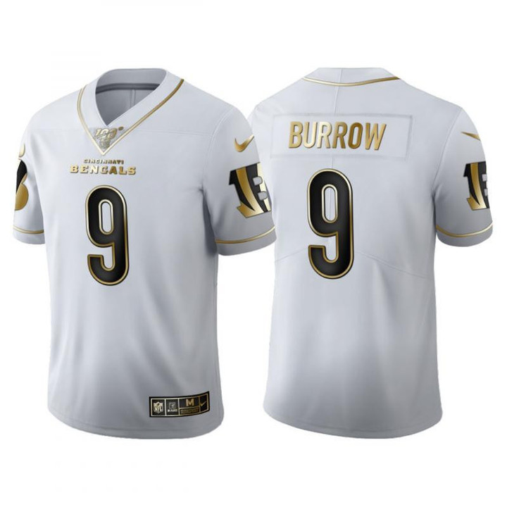 Cincinnati Bengals Joe Burrow White 2020 Draft Golden Edition Jersey