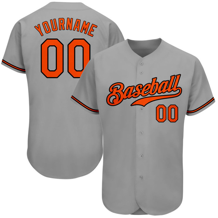 Custom Gray Orange-Black  Baseball Jersey