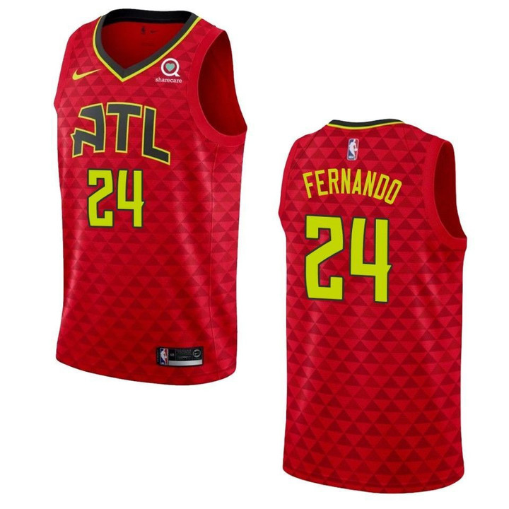 Men's Atlanta Hawks #24 Bruno Fernando Statement Swingman Jersey - Red , Basketball Jersey