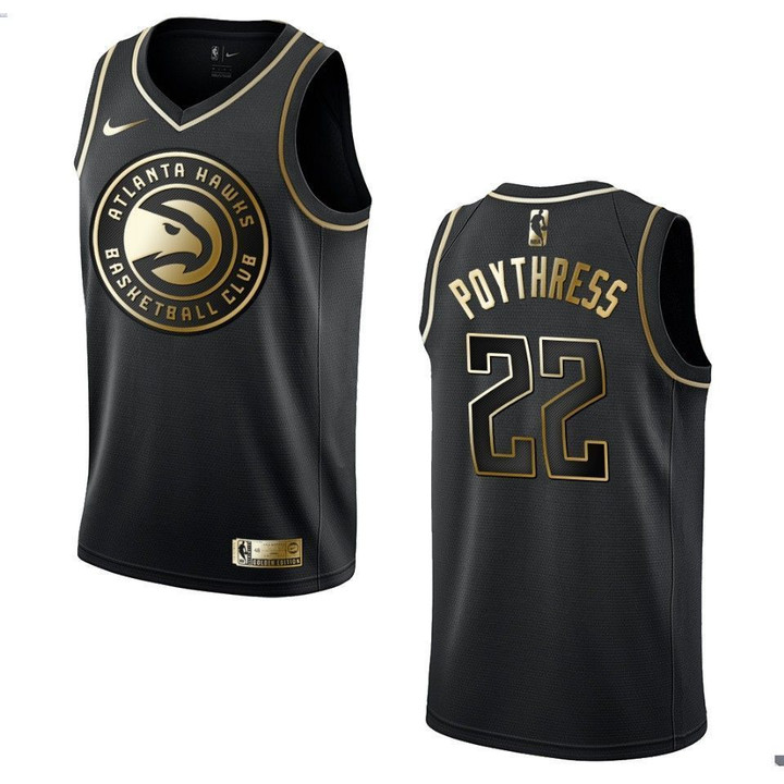 Men's Atlanta Hawks #22 Alex Poythress Golden Edition Jersey - Black , Basketball Jersey