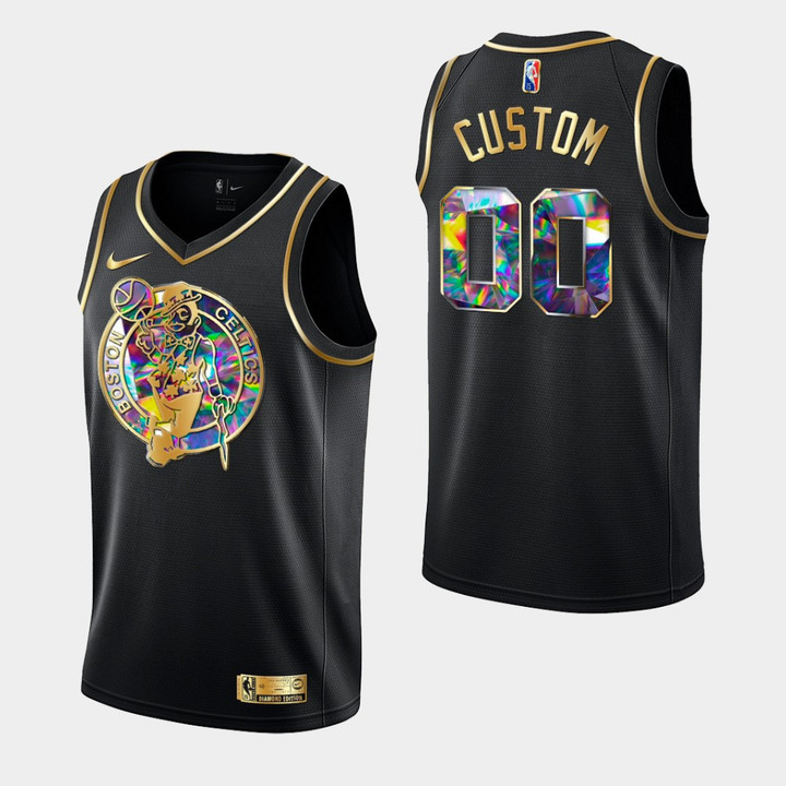 Boston Celtics Golden Edition Diamond #00 Custom Black Swingman Jersey