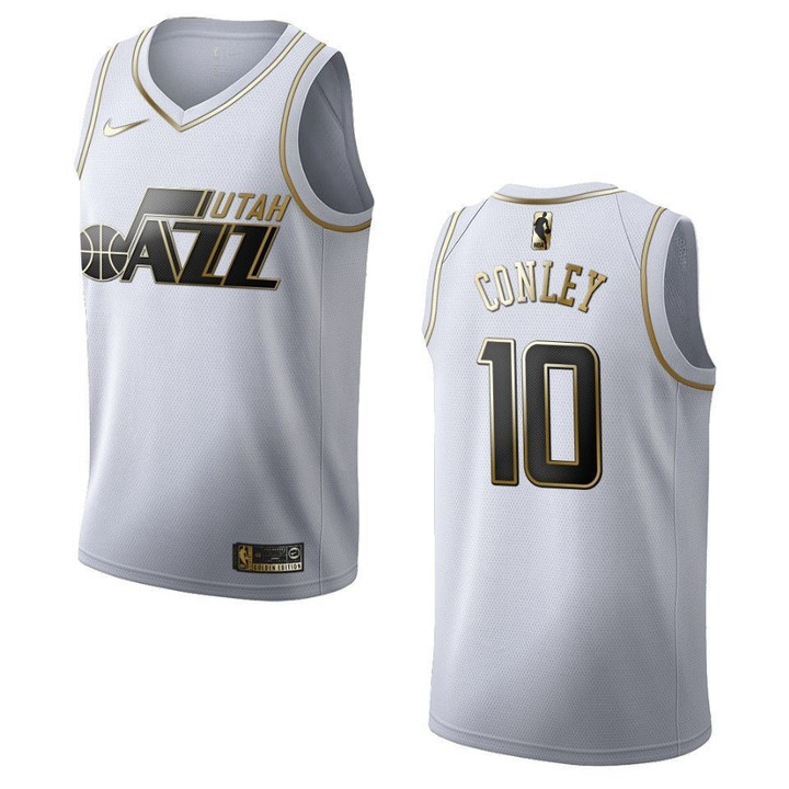 Men's  Utah Jazz #10 Mike Conley Golden Edition Jersey - White , Basketball Jersey