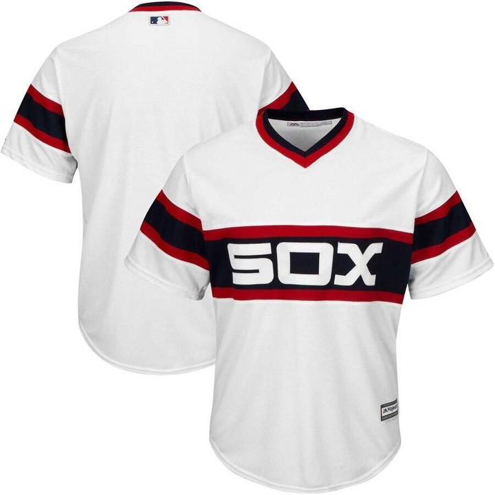 Men's Chicago White Sox Majestic Throwback icial Cool Base- White Jersey