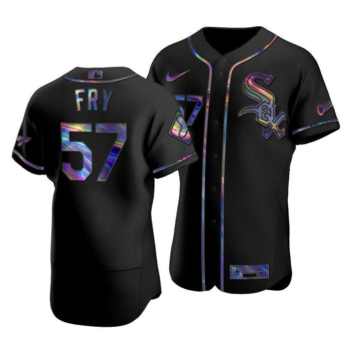 Men's  Chicago White Sox Jace Fry #57 Iridescent Logo Holographic Limited  Jersey Black , MLB Jersey