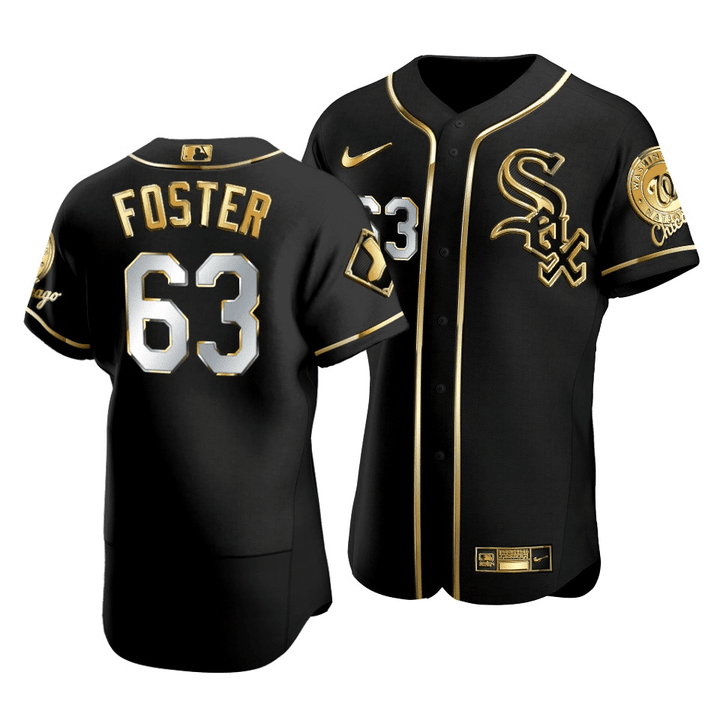 Men's  Chicago White Sox Matt Foster #63 Golden Edition Black  Jersey , MLB Jersey