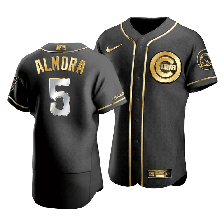 Men's  Chicago Cubs Albert Almora Jr #5 Golden Edition Black  Jersey , MLB Jersey
