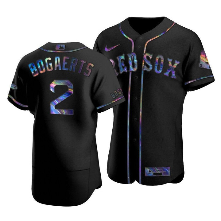 Men's Boston Red Sox Xander Bogaerts #2 Iridescent Logo Holographic Limited Jersey Black , MLB Jersey