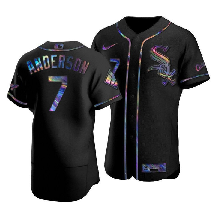 Men's  Chicago White Sox Tim Anderson #7 Iridescent Logo Holographic Limited  Jersey Black , MLB Jersey