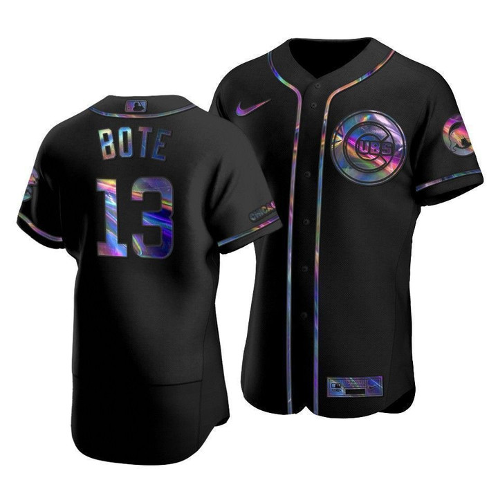 Men's  Chicago Cubs David Bote #13 Iridescent Logo Holographic Limited  Jersey Black , MLB Jersey