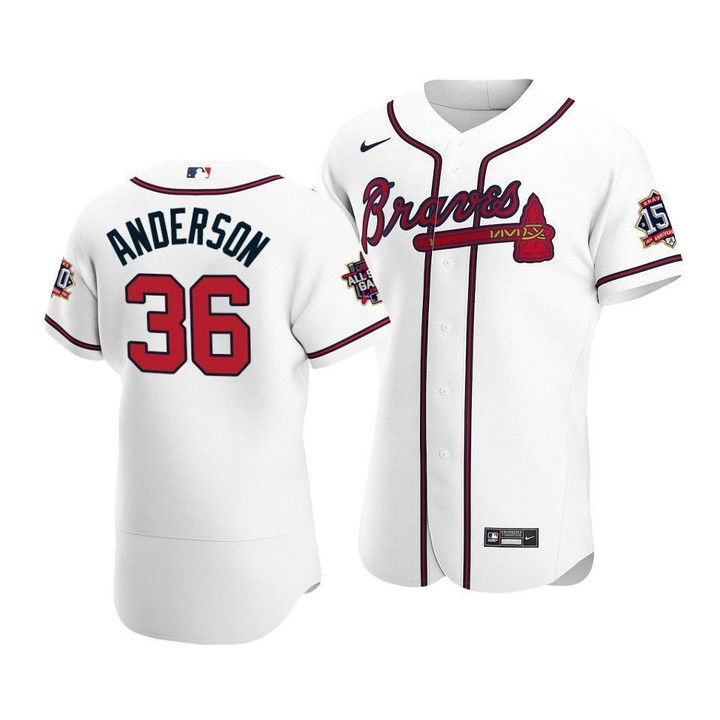 Men's Atlanta Braves Ian Anderson #36 2021 MLB All-Star Game Patch HomeWhite Jersey