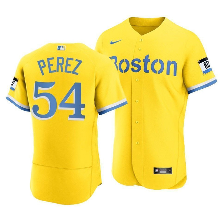 Men's Boston Red Sox Martin Perez #54 2021 City Connect Jersey Gold , MLB Jersey