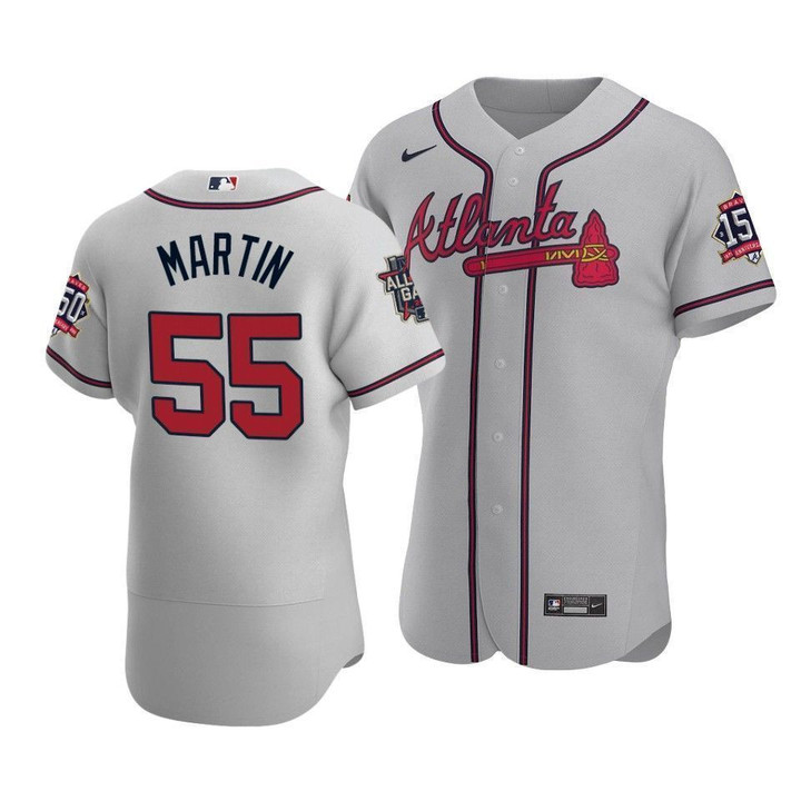 Men's Atlanta Braves Chris Martin #55 2021 MLB All-Star Game Patch RoadGray Jersey