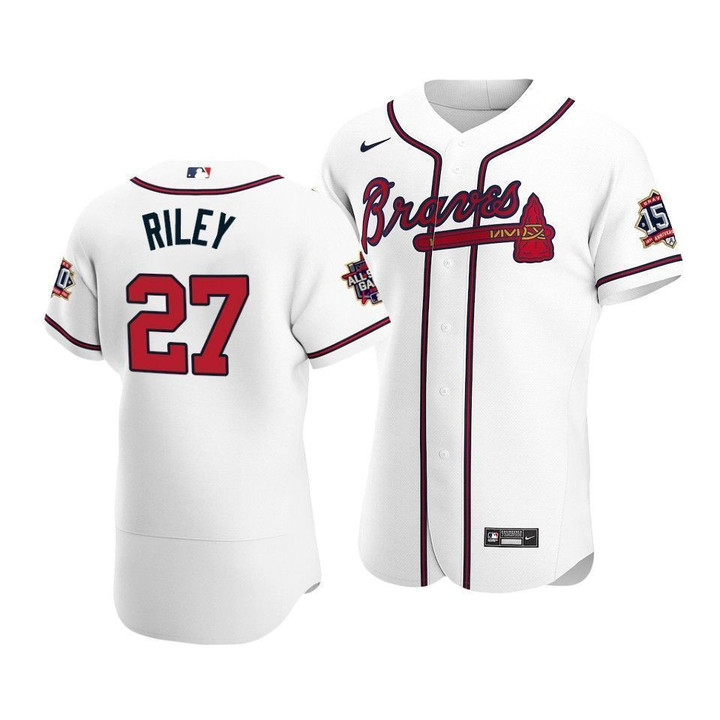 Men's Atlanta Braves Austin Riley #27 2021 MLB All-Star Game Patch HomeWhite Jersey