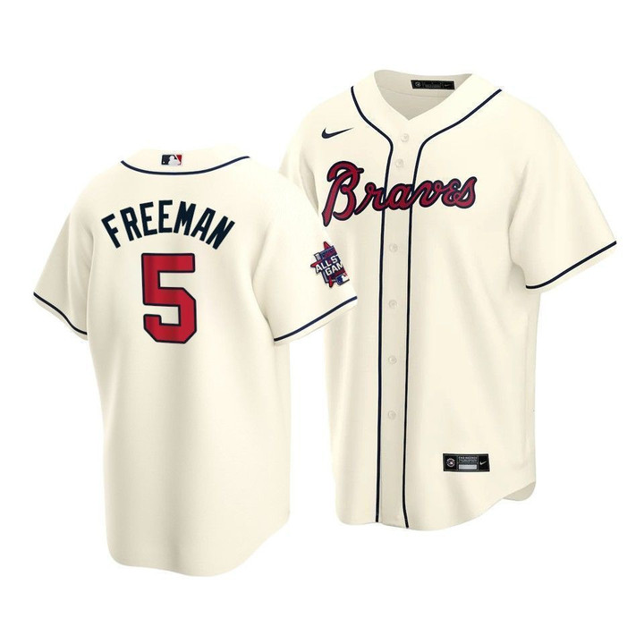 Men's Atlanta Braves Freddie Freeman #5 2021 MLB All-Star Game PatchCream Jersey