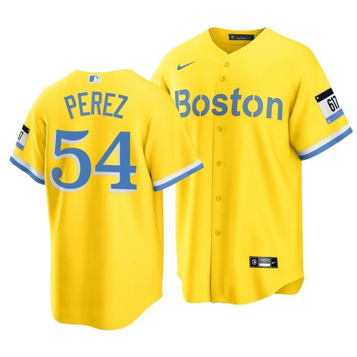 Men's Boston Red Sox Martin Perez #54 2021 City Connect Replica Jersey Gold , MLB Jersey