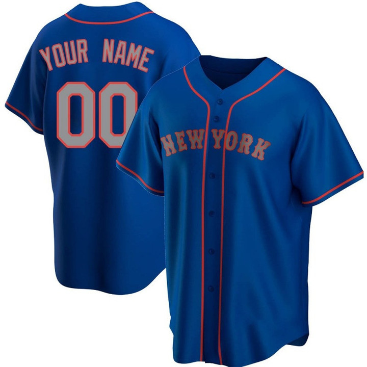 Men's Custom New York Mets Replica Royal Alternate Road Jersey