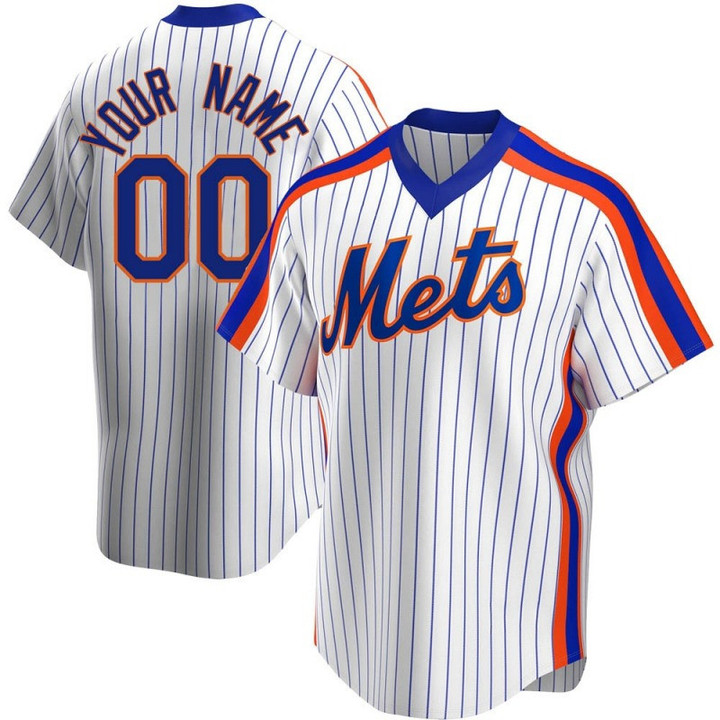 Men's Custom New York Mets Replica White Home Cooperstown Collection Jersey
