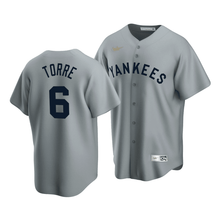 Men's New York Yankees Joe Torre #6 Cooperstown Collection Gray Road Jersey , MLB Jersey