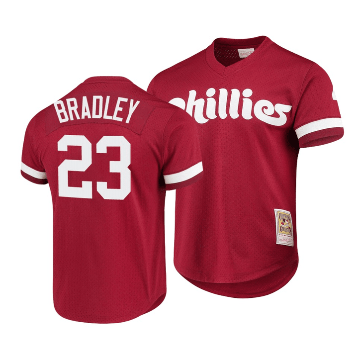 Men's  Philadelphia Phillies Archie Bradley #23 Cooperstown Collection Mesh Batting Practice Jersey Scarlet , MLB Jersey