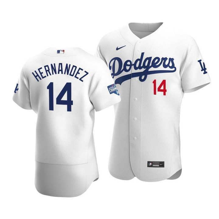Men's  Los Angeles Dodgers Enrique Hernandez #14 2020 World Series Champions  Home Jersey White , MLB Jersey