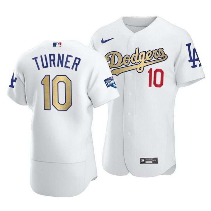 Los Angeles Dodgers Justin Turner #10 2021 Gold Men Program Jersey , MLB Jersey